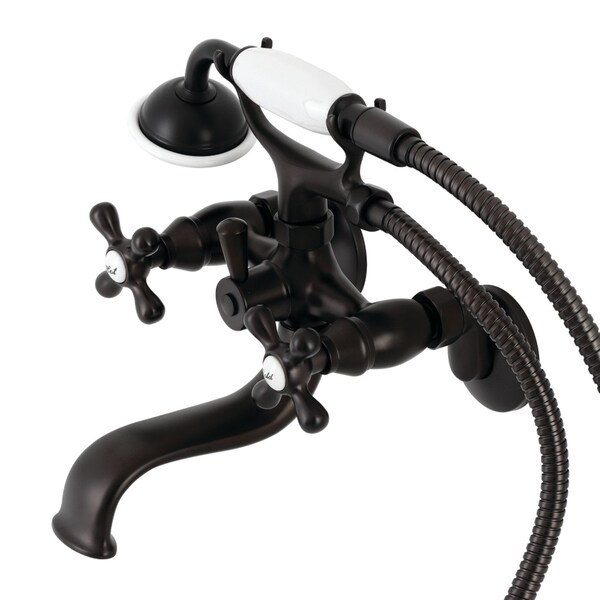 Kingston Brass KS225ORB Tub Wall Mount Clawfoot Tub Faucet with Hand Shower, Oil Rubbed Bronze KS225ORB - main